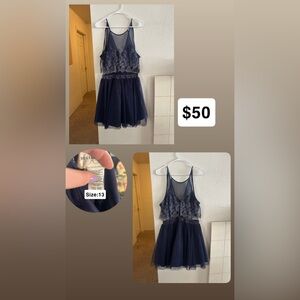 Navy Blue Embroidered Dress